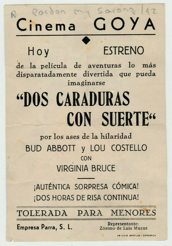 Pardon My Sarong 1942 Spanish Movie Poster Herald - Bud Abbott & Lou Costello - Bild 2 von 2