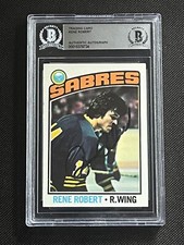 RENE ROBERT 1976-77 TOPPS SIGNED AUTOGRAPHED CARD SABRES BECKETT BAS AUTHENTIC