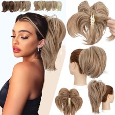Extra Thick Claw Clip In Ponytail Hair Extension Bendable Bun Updo As Human Real