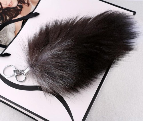 Faux Fox Fur Tail Keychain Pendant Furry Phone Car Pendant Handbag Girl Keychain - Picture 3 of 7