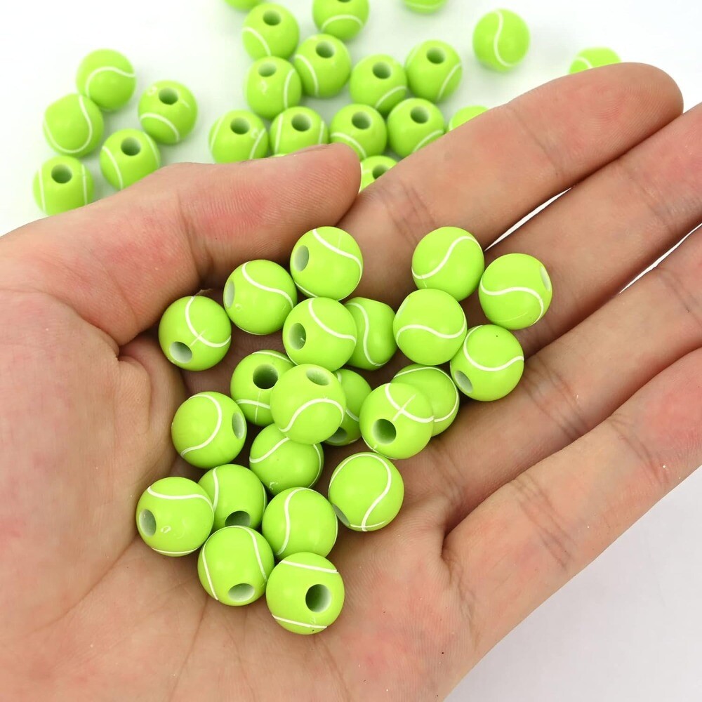 resin Tennis Ball Beads Tennis Ball Tennis Beads Pony Beads Jewelry