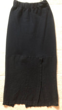 Leinen Rock - schwarz - mit langen Schlitzen - Gr. S 