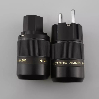 Pair Audiophile Rhodium Plated HiFi Audio Power Plug US EU Schuko AC Connectors