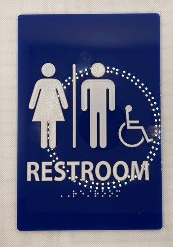 Acrylic Restroom Sex Neutral Sign set (round + rectangular), ADA & Braille - Picture 6 of 7