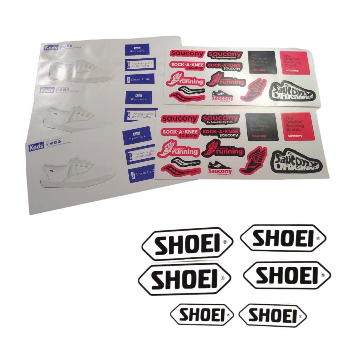 Keds, Shoei Saucony Running Sticker sheets Decal Lot UK
