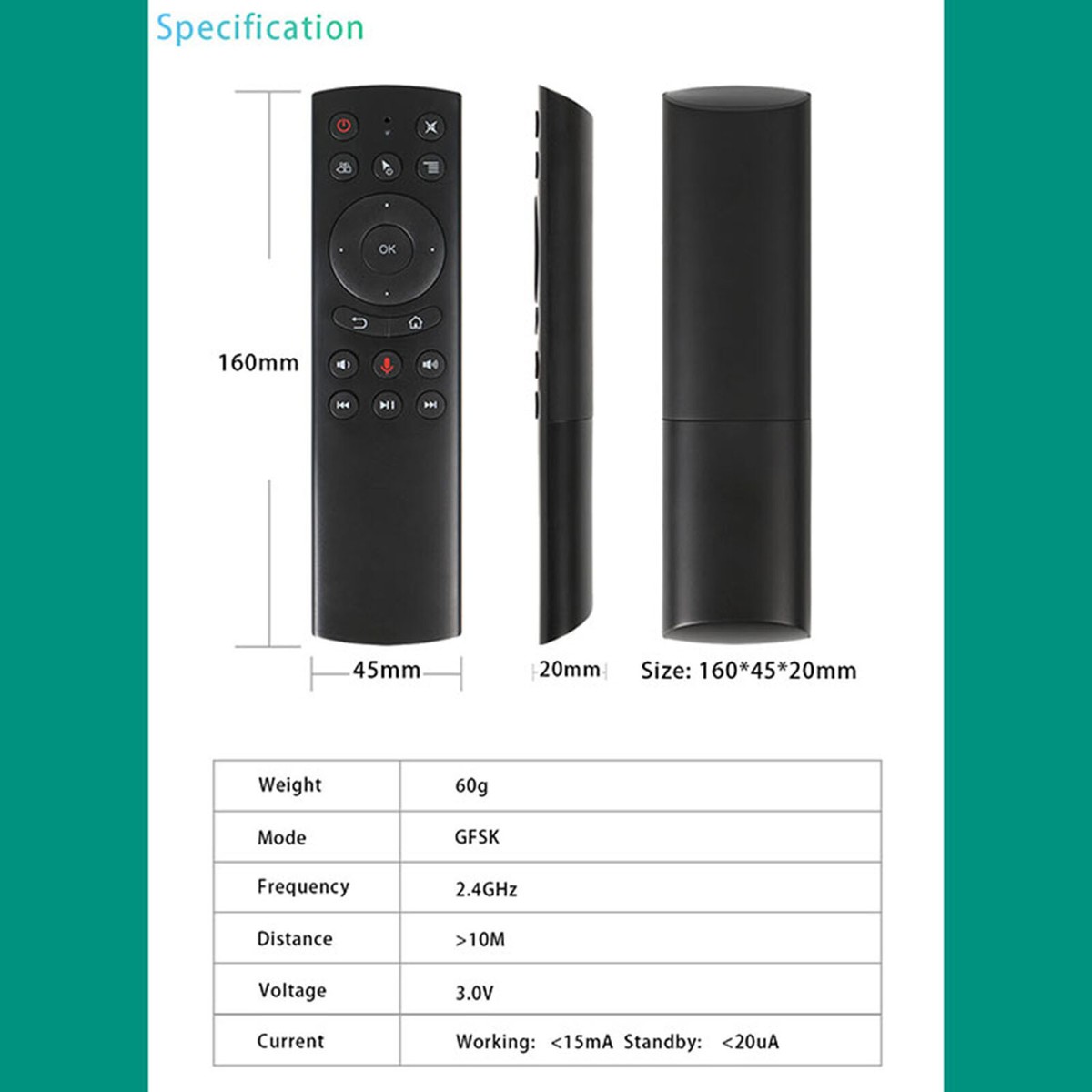 For Nvidia Shield, PC, Smart TV Voice Remote Control Air Wireless