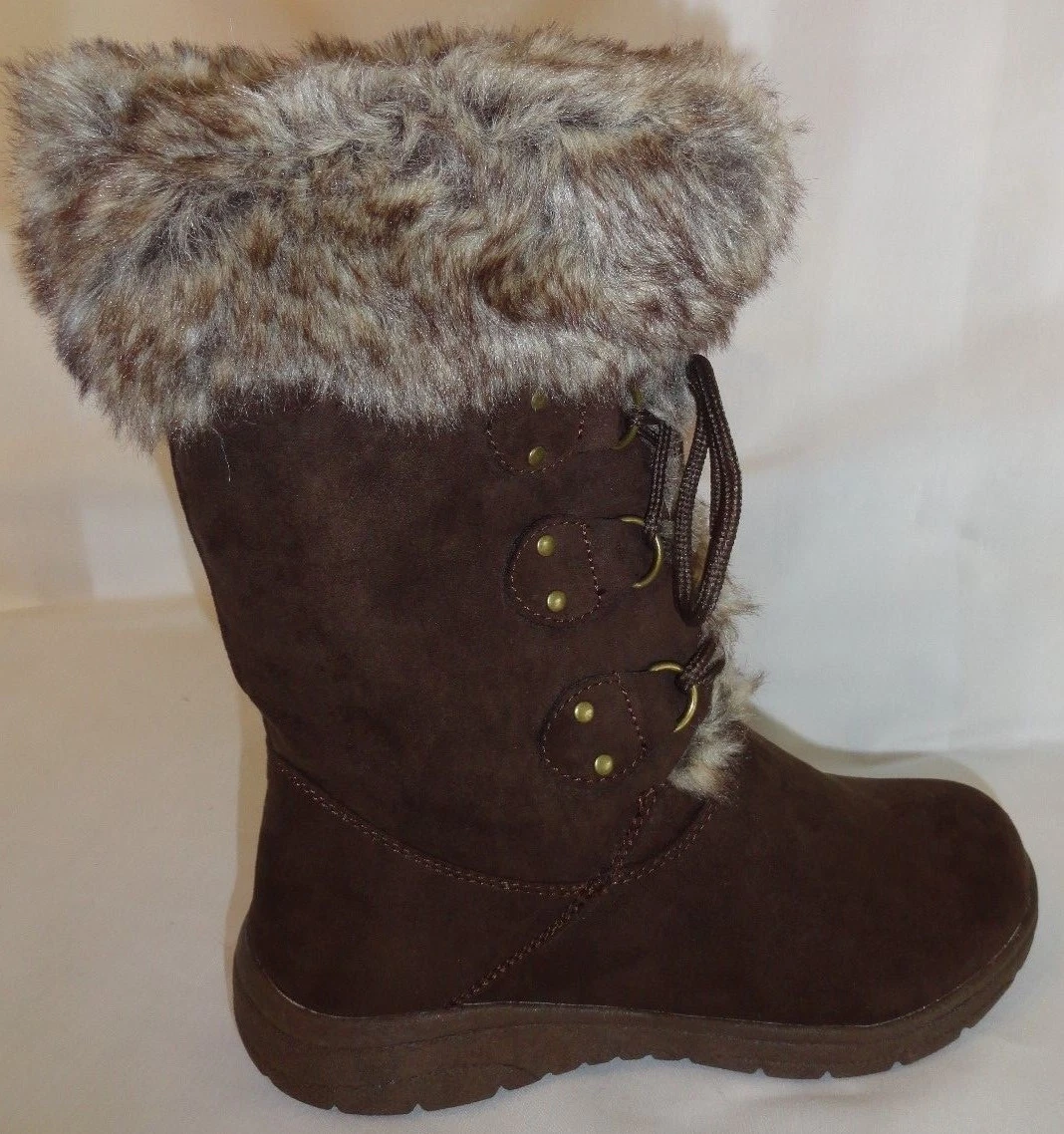 Lace up sales faux fur boots