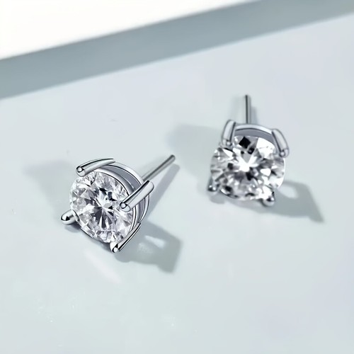 Orecchini hip hop argento 925 2x1CT vera moissanite 6,5 mm - Foto 11 di 18