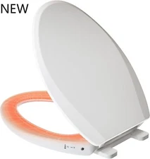 Elongated Heated Toilet Seat with Night Light, Three Temperature Settings Heated