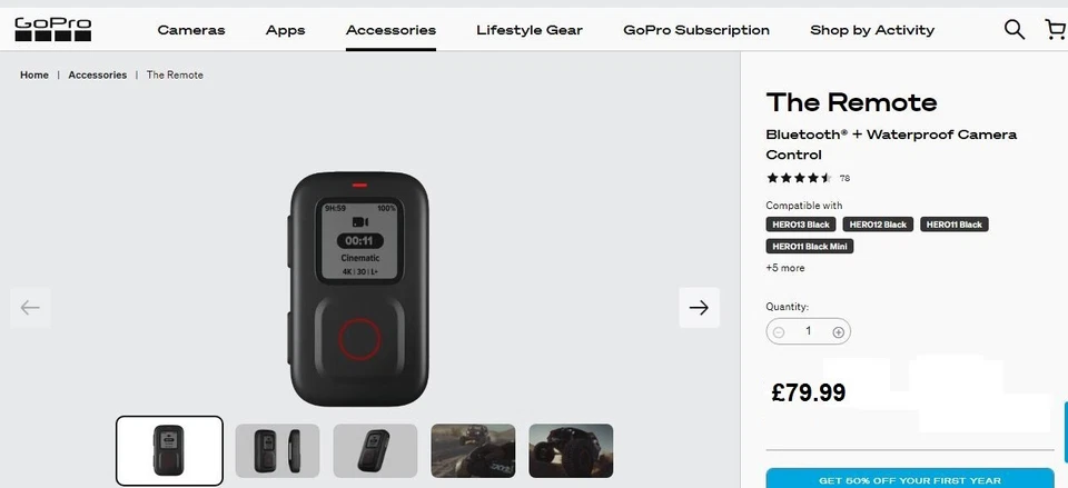 GoPro "The Remote" Smart Remote For Hero 8/9/10/11/12+13 -RRP £79.99- Free Post! - Image 2 of 4