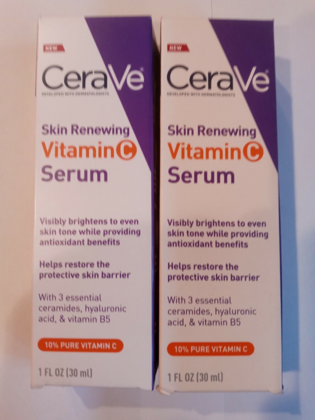 CeraVe skin renewing Vitamin C Serum 2 boxes per.order.each box 1 fl.oz free shi