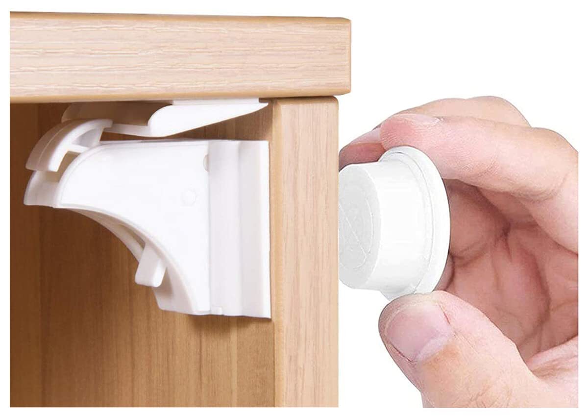 Child Safety Adhesive Magnetic Cabinet Locks (20 Locks and 3 Keys), Easy Inst...