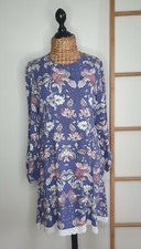 JAASE Floral Long Sleeve High Round Neck Dress Size M Boho Gypsy Feminine