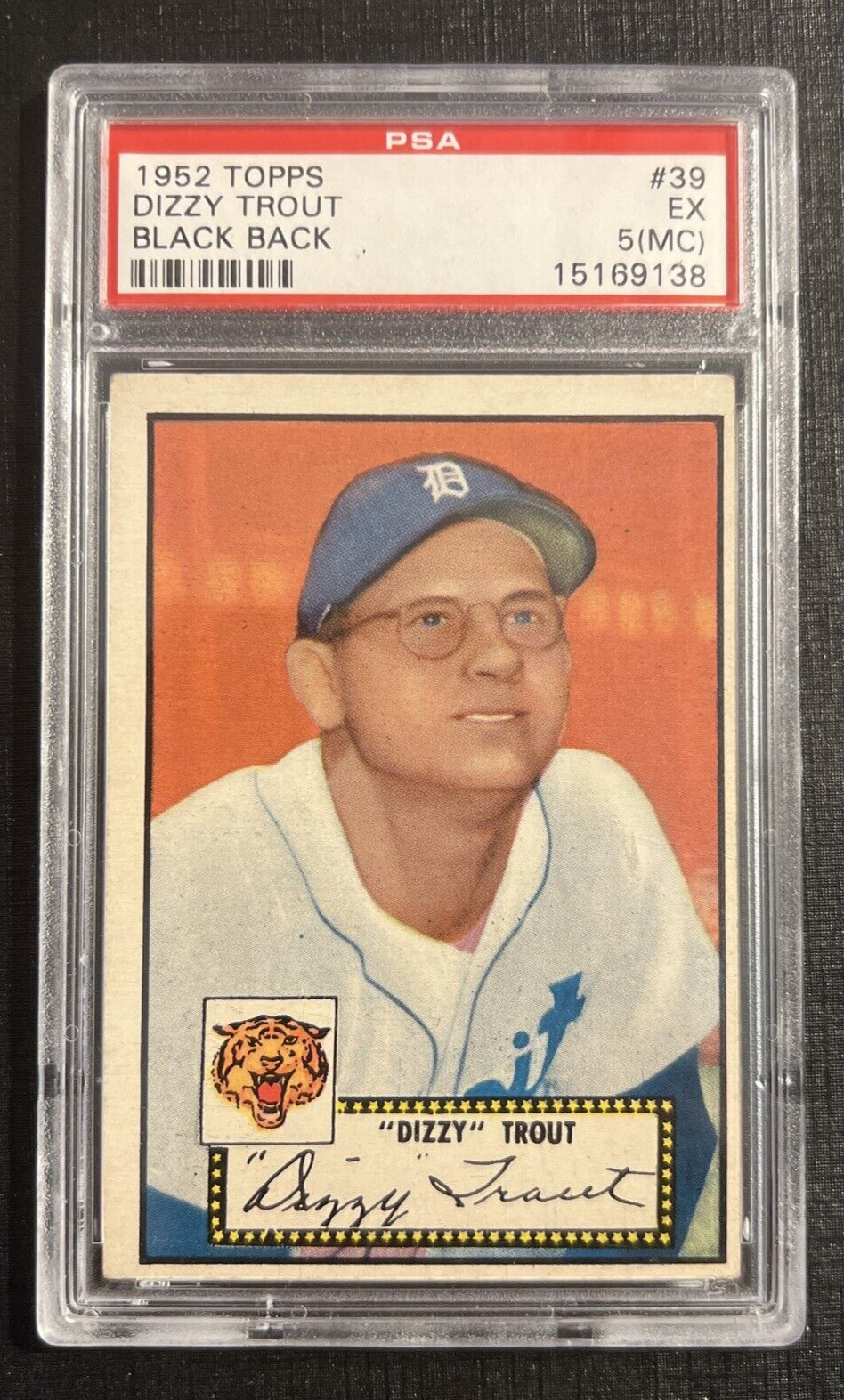 1952 Topps #39 Dizzy Trout Black Back Tigers - PSA 5 EX