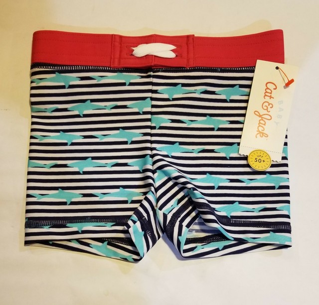 Cat & Jack Boys Target Swim Trunks Red, White, Blue, Sharks | eBay