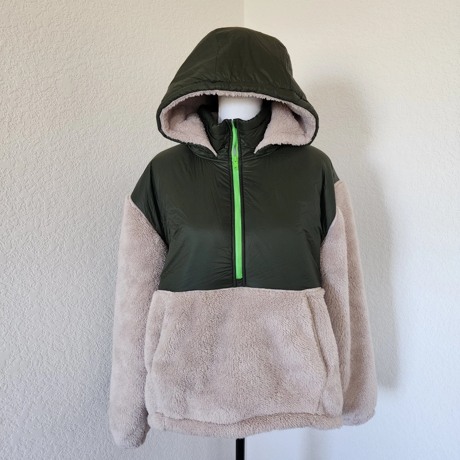 Lole Yana quarter Zip Oversized Pullover Fleece Sherpa Hoodie Womens Size small