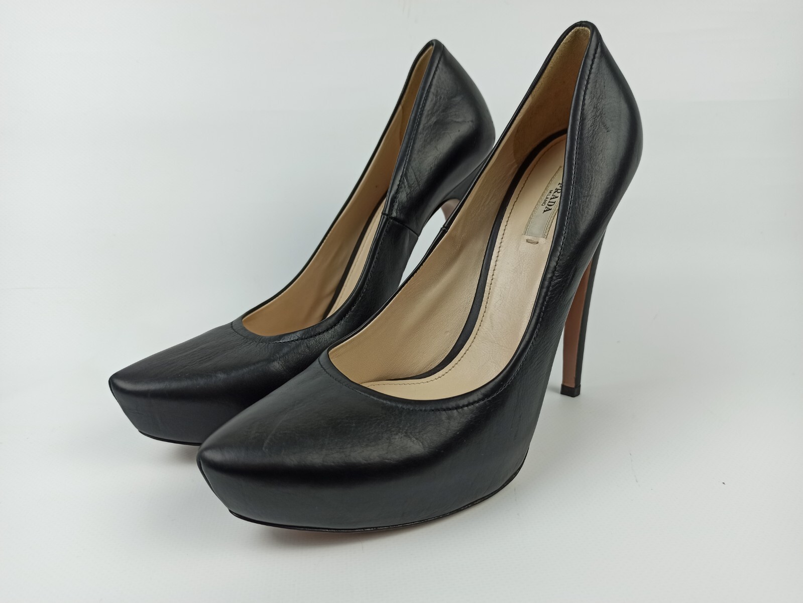 Prada Milano Black High Heels Shoes Leather - Prada Size 40 (26cm) | eBay