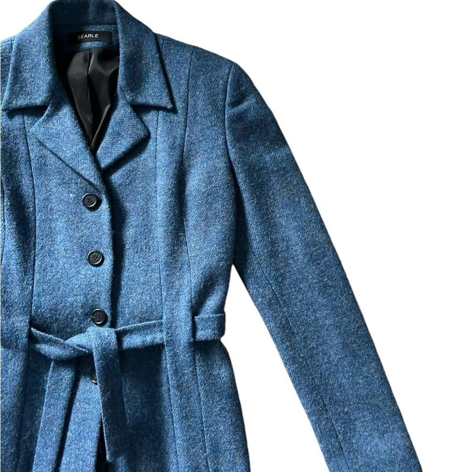 Blazer/jaqueta Searle vintage feita nos EUA mistura de lã com cinto azul tamanho 6 - Imagem 3 de 4