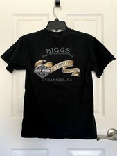 VTG Harley Davidson Biggs Oceanside CA Double Sided T Shirt Size SMALL USA Made