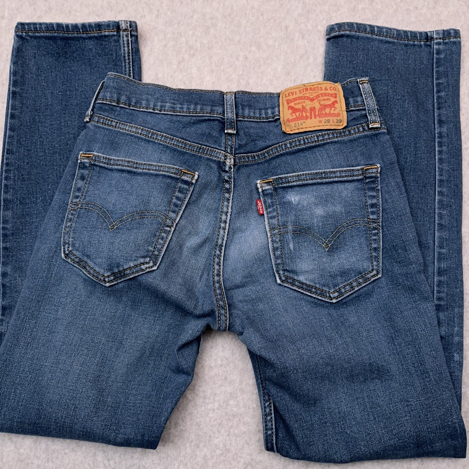 Levi's 514 Jeans Men's 27x28 Blue Slim Straight Stretch Denim Faded Whiskered thumbnail 9