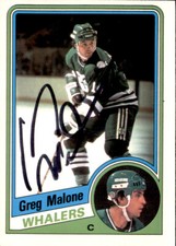 Greg Malone Signed Autographed 84/85 OPC O-Pee-Chee card Hartford Whalers
