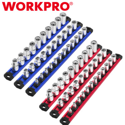 WORKPRO 6-PACKS Magnetic Socket Organizer Set 1/4'' 3/8'' 1/2'' Drive Socket Holder