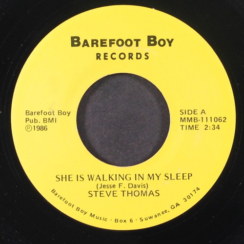 STEVE THOMAS: natalie / she is walking in my sleep BAREFOOT BOY 7" Single 45 RPM - Picture 2 of 2