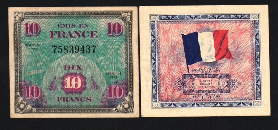 FRANCE 10 FRANCS 1944 WWII EURO ALLIED MILITARY PAYMENT WORLD WAR II MPC NOTE - Image 3 of 4