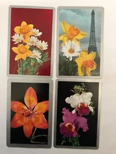 Daffodil Orchid Flowers Eifel Tower Playing SWAP CARDS Vintage Old Retro Set Lot