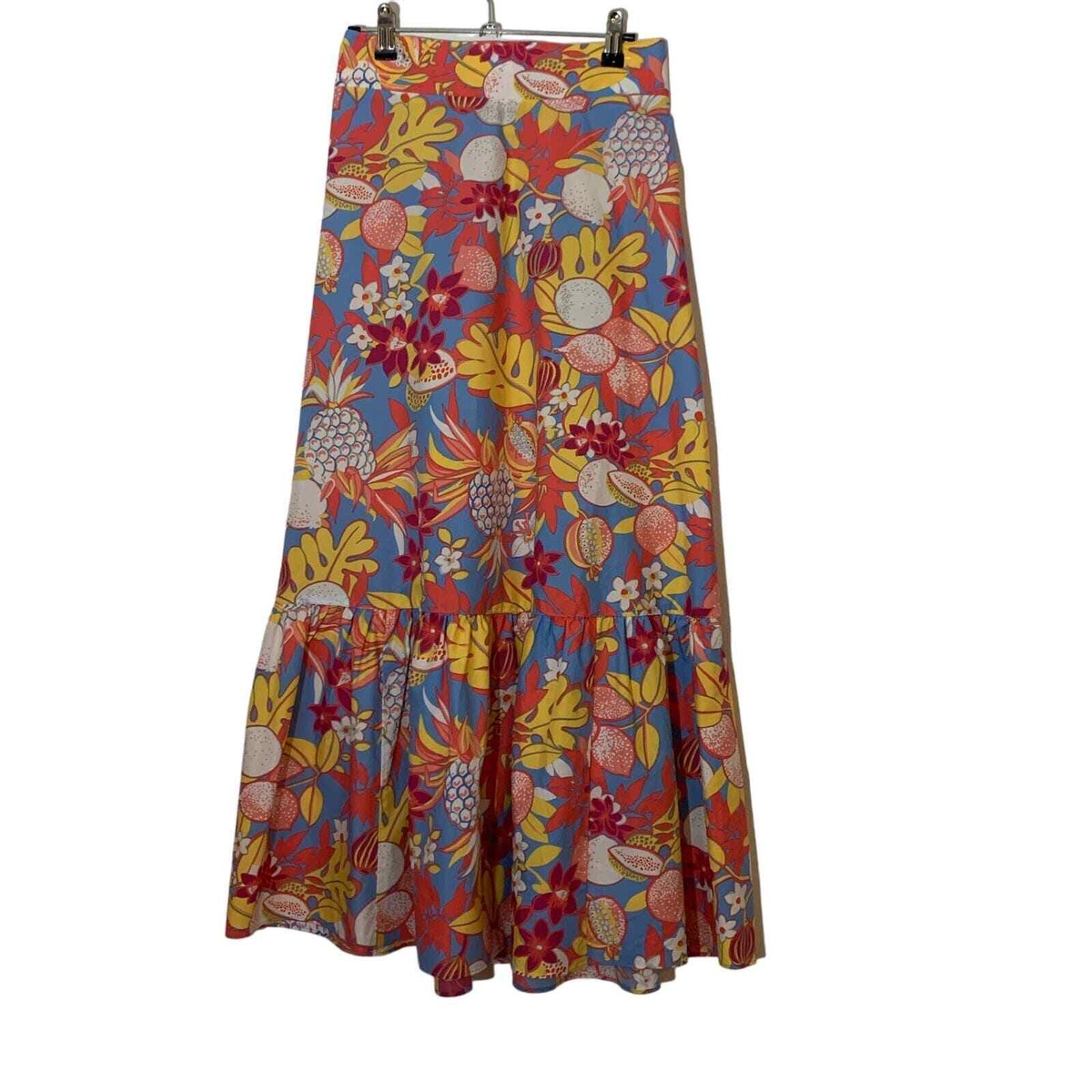 Talbots Tropical Floral Maxi Skirt Elastic Waist Size XS 100% Cotton