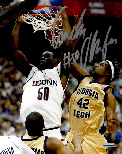 NCAA Basketball March Madness Emeka Okafor Signed 8x10 UCONN Photo Steiner COA