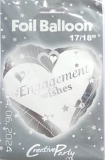 Creative Party Brand Helium Foil Balloon 18" Engagement Wishes White and Silver