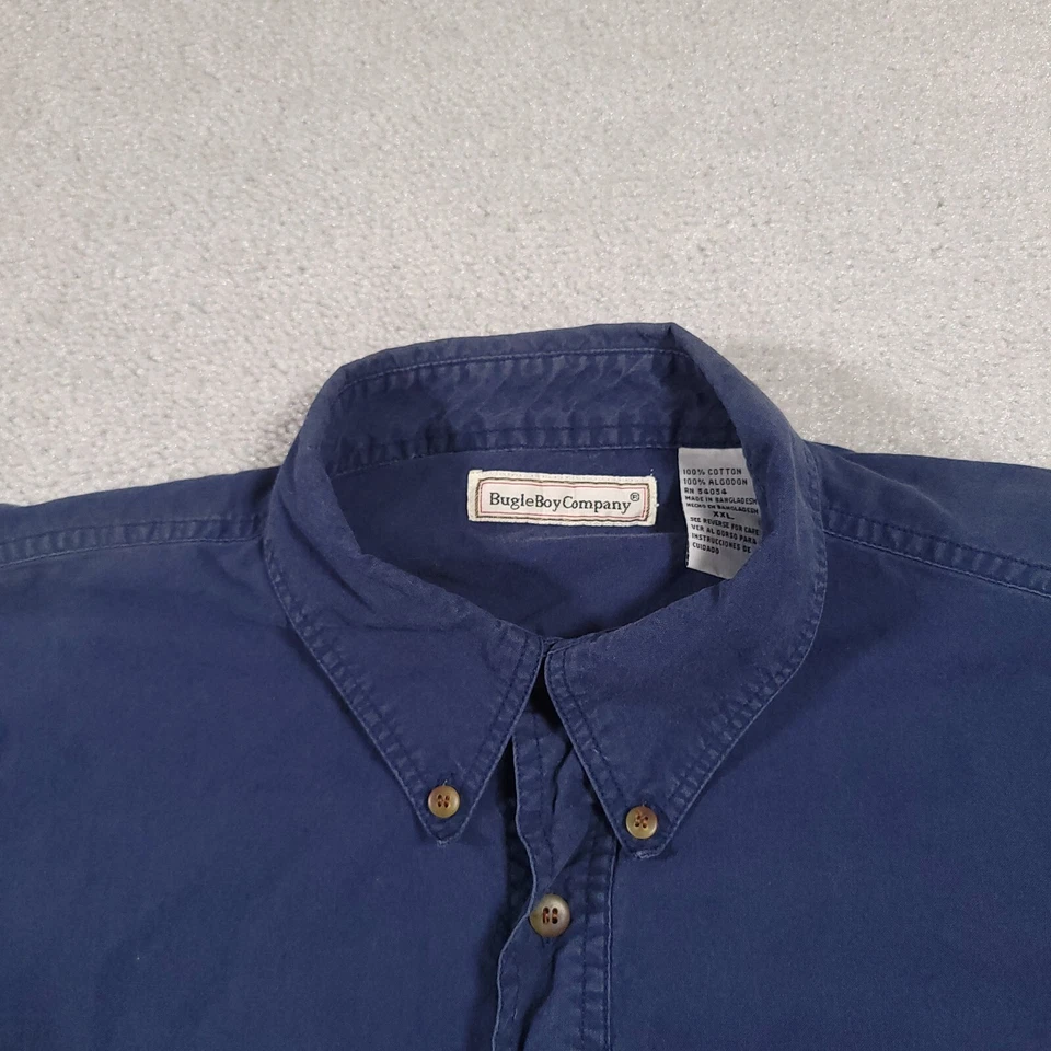 Camisa De Colección Años 80 90 Bugle Boy Company Azul Marino Abotonada Para Hombres XXL Cresta Logo Foto 4 de 4
