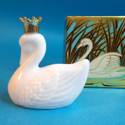 Vtg 70s Avon ROYAL SWAN w Gold Crown Full 1oz Bird of Paradise Cologne w  Box NOS