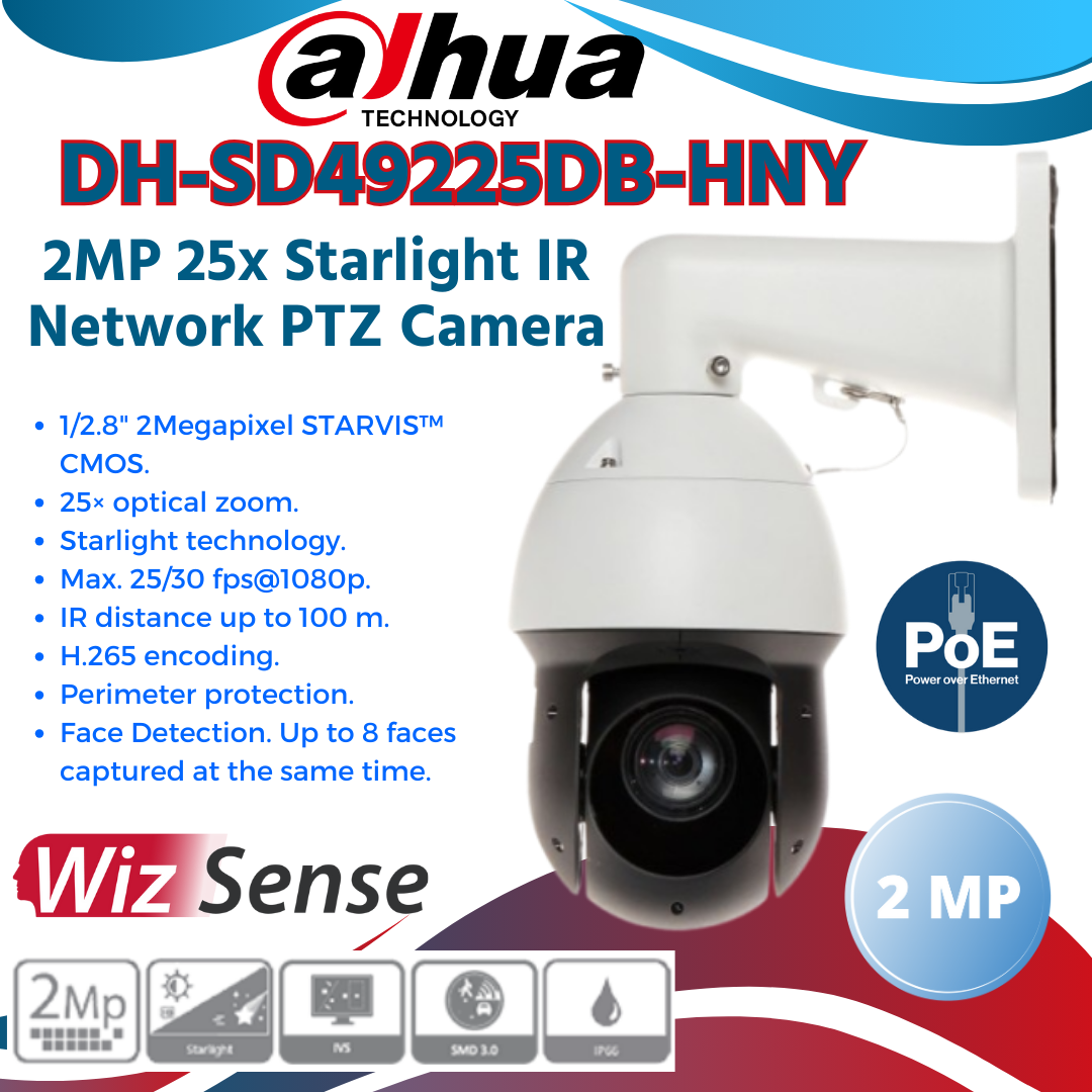 Dahua SD49225DB-HNY WizSense 2MP Starlight 25x Optical Zoom