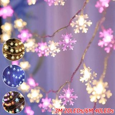 Christmas LED String Fairy Lights Snowflake Battery Bedroom Party Wedding Decor