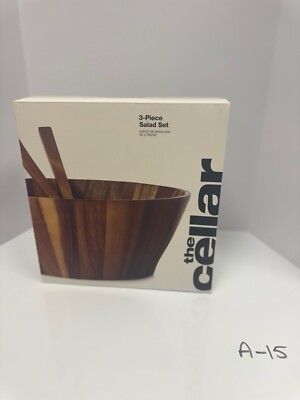 The Cellar Acacia wood 3-Pc. Salad Serving Set Bowl with 2 Servers
