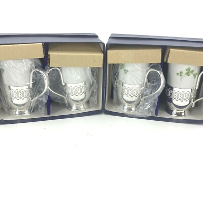 Vtg Japan Irish Porcelain￼ 2 Coffee Mugs Cup Shamrock Clover Hot Toddy New