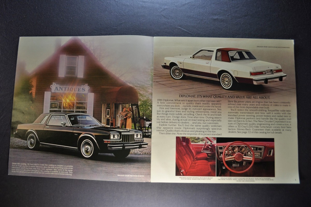 1981 Dodge Diplomat Catalog Brochure Sport Coupe Salon Wagon