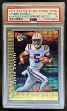 2024 Leaf Collective Promotional Jayden Daniels 2000 Press Pass Gold #1/1 PSA 8