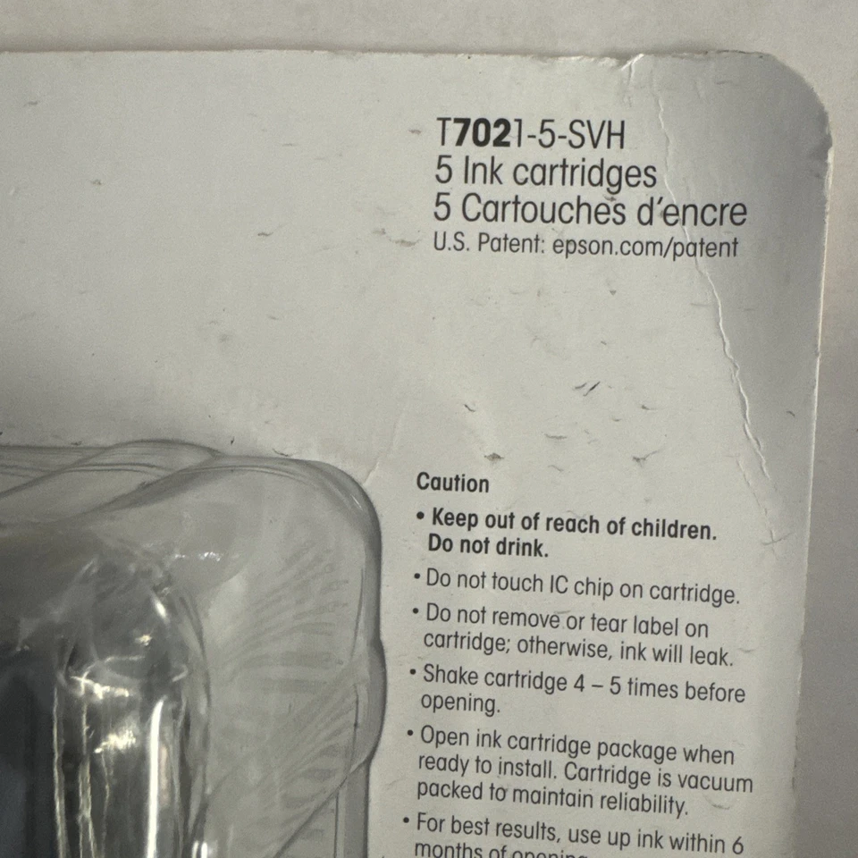 Paquete de 5 cartuchos Epson 702 negro cian magenta amarillo T7021-5-SVH CADUCIDAD 05/2026 Foto 3 de 4