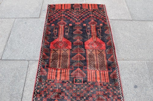 Vintage Fragment Hand Made Traditional Oriental Wool Red Long Runner 236x80cm - Picture 4 of 17