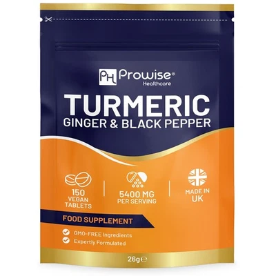 PROWISE HEALTHCARE Turmeric Tablets 5400mg with Black Pepper, Ginger