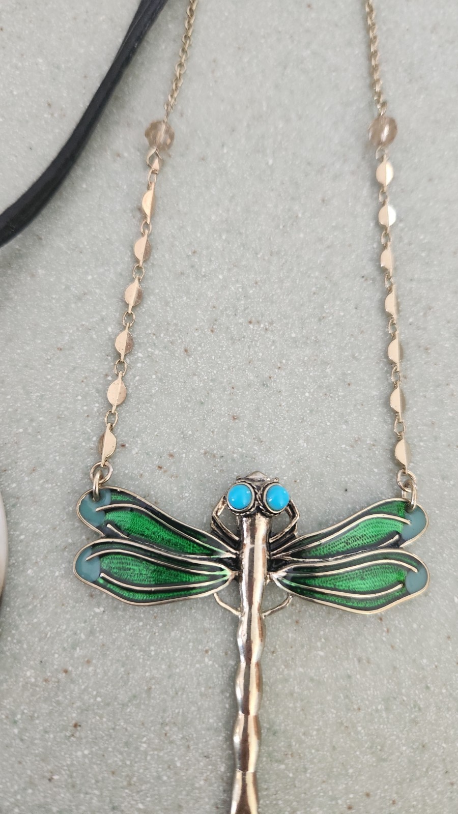 Two Large Dragonfly Statement Necklaces, 22" Gold… - image 2