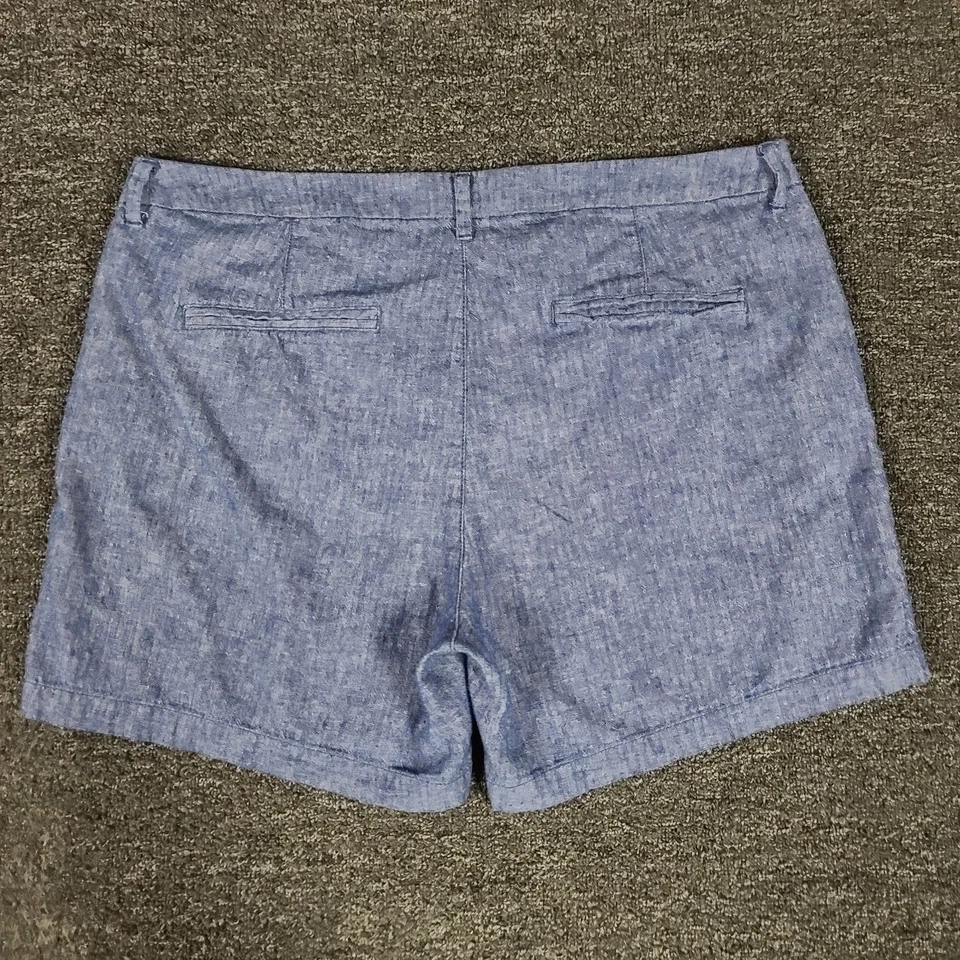 Pantalones Cortos de Mezcla de Lino para Mujer 16 Azul Cambray Antiguo Azul Marino Todos los Días Verano 38x5.5 Foto 4 de 4