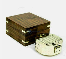 Bussola Nautica Ottone Brunton Londra Stan Navigazione Con Scatola Legno Articolo Regalo