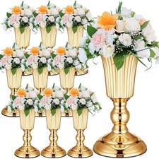 10 Pcs Metal Trumpet Vase Wedding Centerpieces Vase Elegant Decorative Gold V...