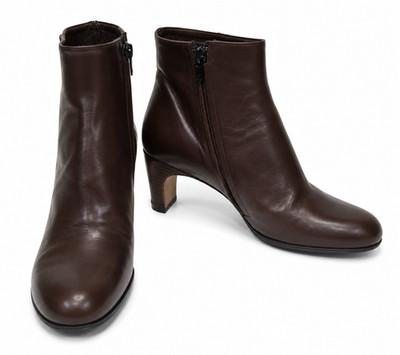 Thierry Rabotin Womens Ankle Boot Size 37 Brown Leather Side Zipper Round Toe