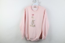 Vintage 90s Streetwear Womens Large Teddy Bear Flower Balloons Sweatshirt Pink