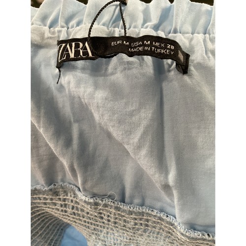 ZARA Blue Cotton Graphic Blouse Women's Top M - 第 3/4 張圖片